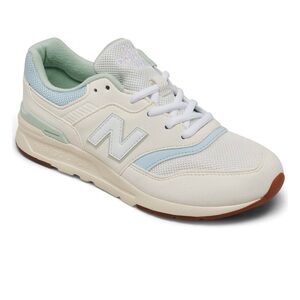 New Balance Cream and Blue Retro Sneakers